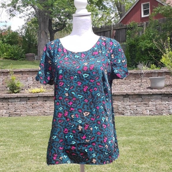 🌟 3 for $15 Deal! 🌟Worthington pink black, teal, & green zipper top M - Picture 1 of 7